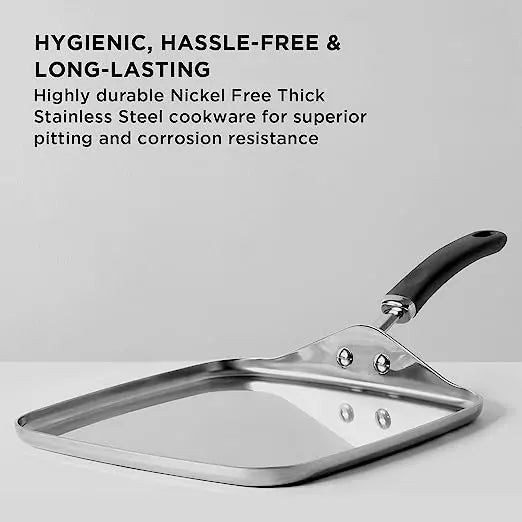 Meyer Trivantage Stainless Steel Open Square Tawa 31612 28cm Silver