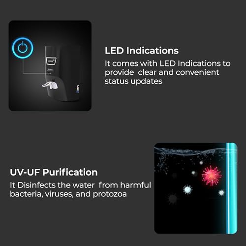 Livpure GLO PRO+ RO+UV | Free Service Plan Worth INR 2500 | Water Purifier for Home - 7 L Storage |Suitable for Borewell, Tanker, Municipal Water | Black