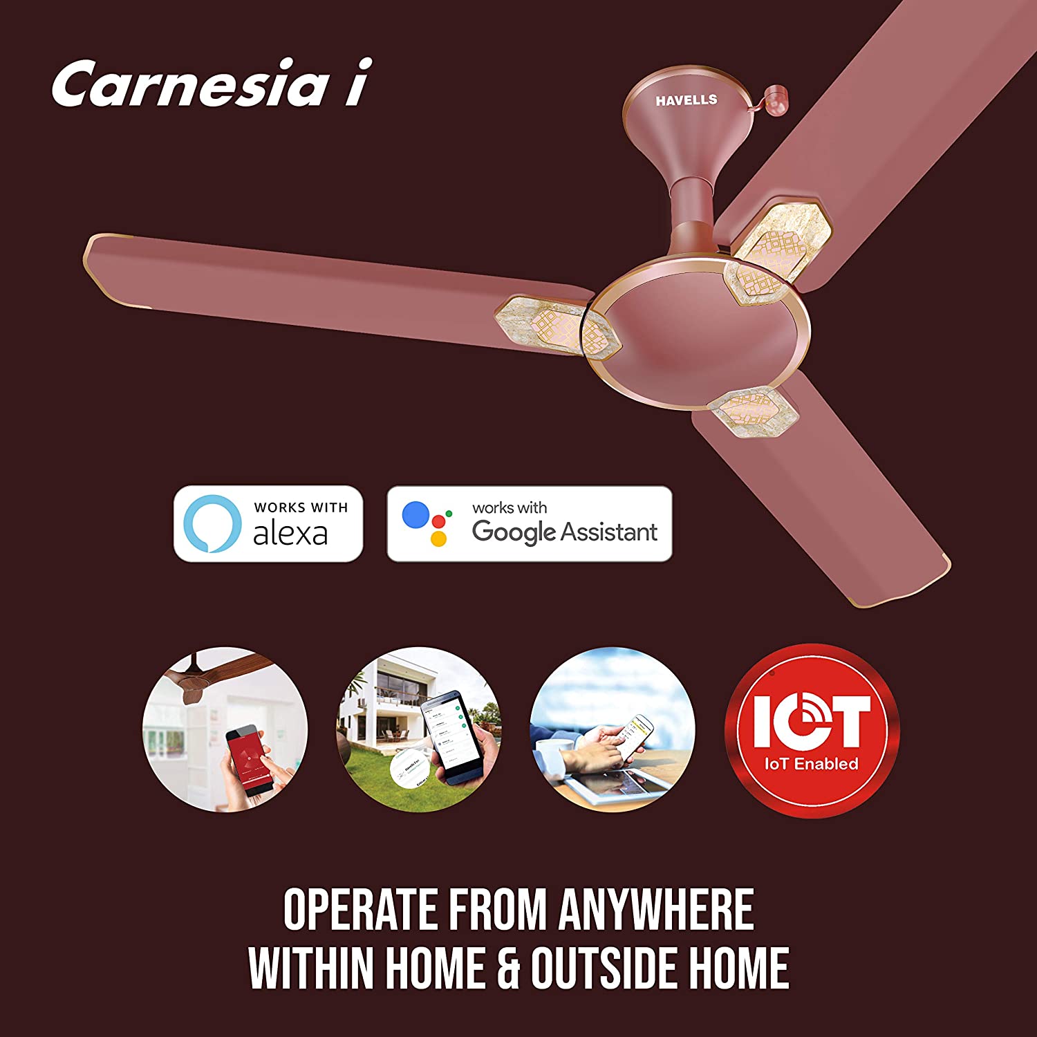 Havells Carnesia i 1200mm Ceiling Fan (Pearl Brown LT Copper)
