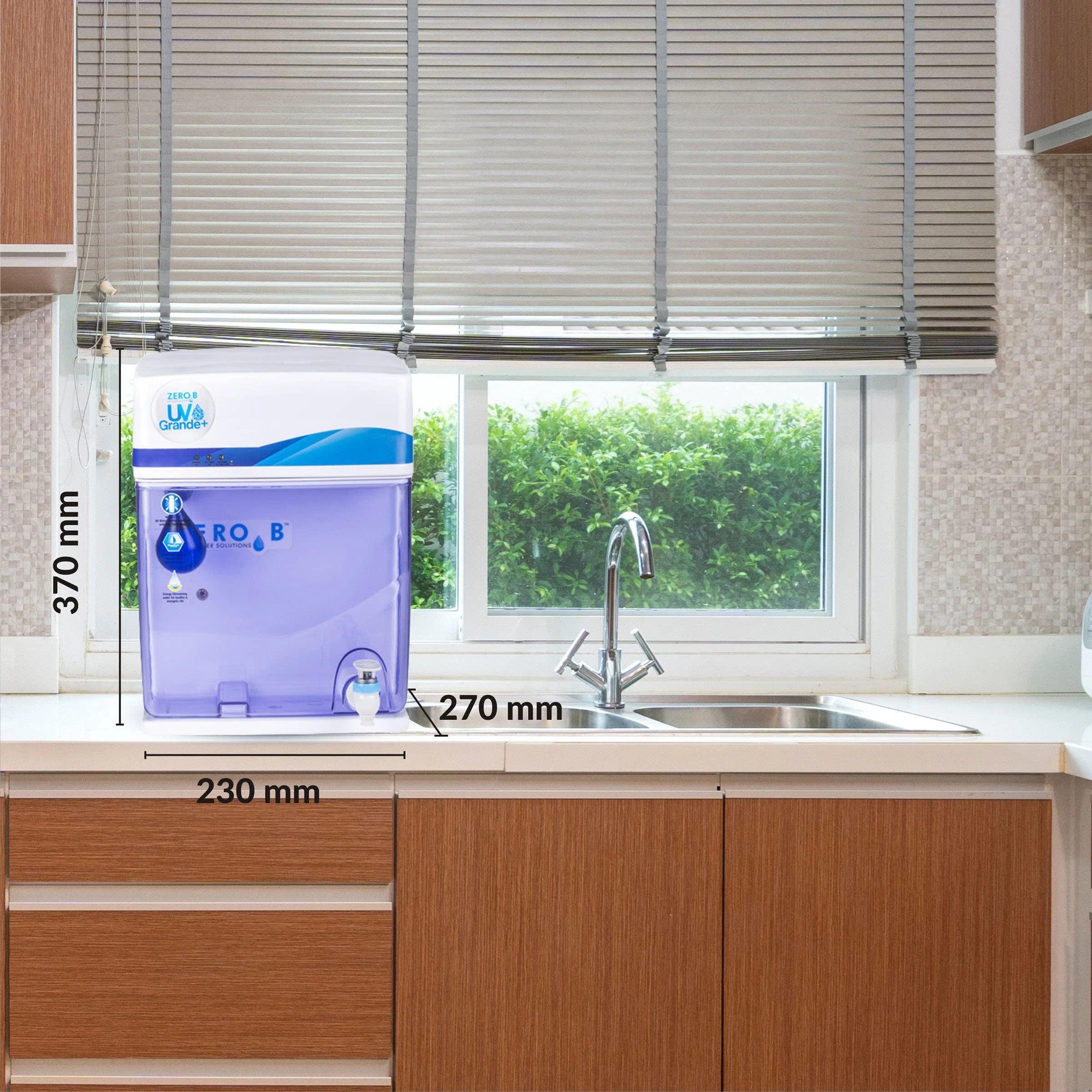 Zero B UV Grande ESS 6-Stage Water Purifier with Active Silver ions & Suraksha Gravity Base