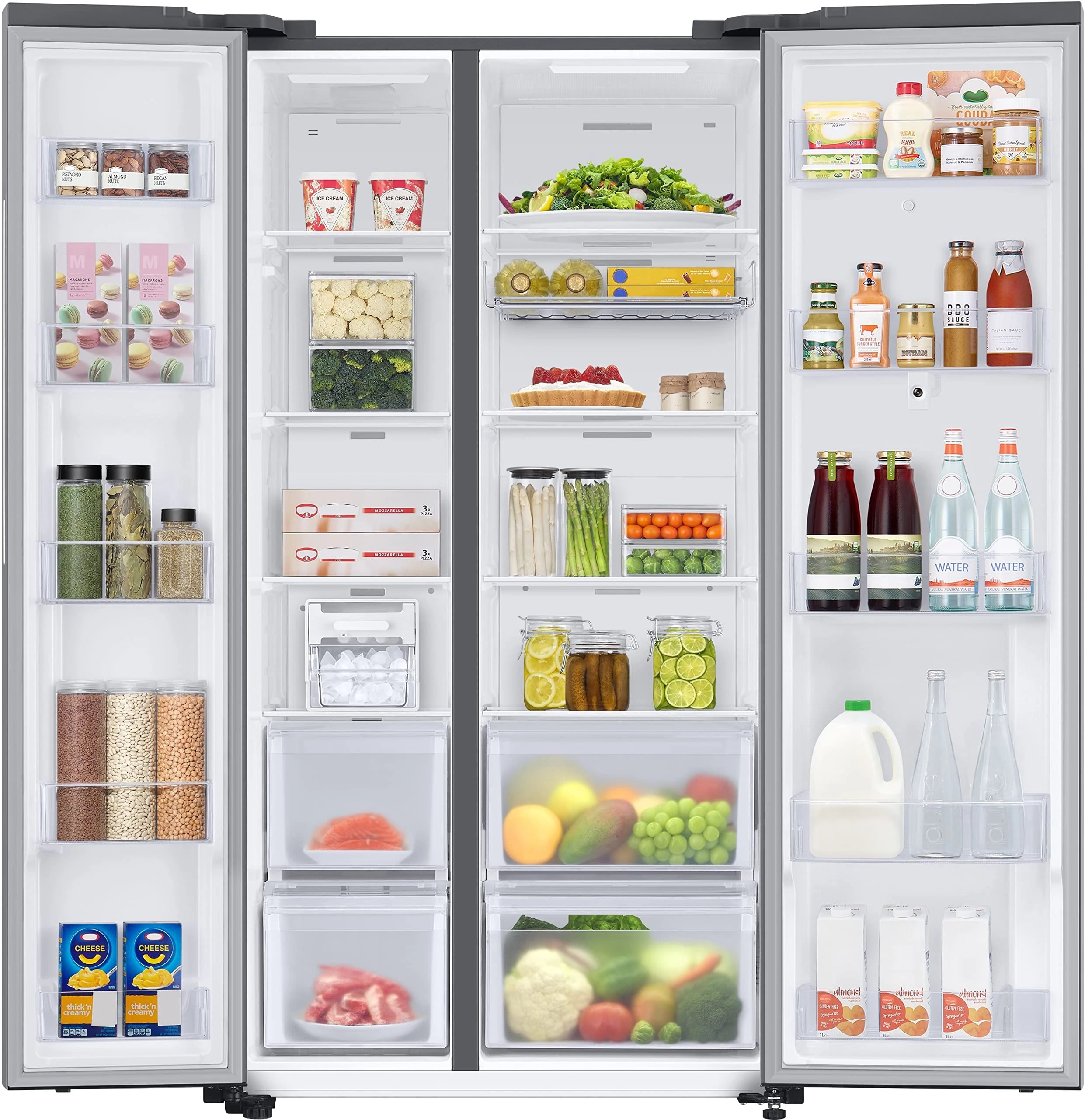 SAMSUNG 681 Litres Frost Free Side by Side Door Smart Wifi Enabled Refrigerator Appliance with Family Hub (RS72A5F11SL/TL, Real Stainless)