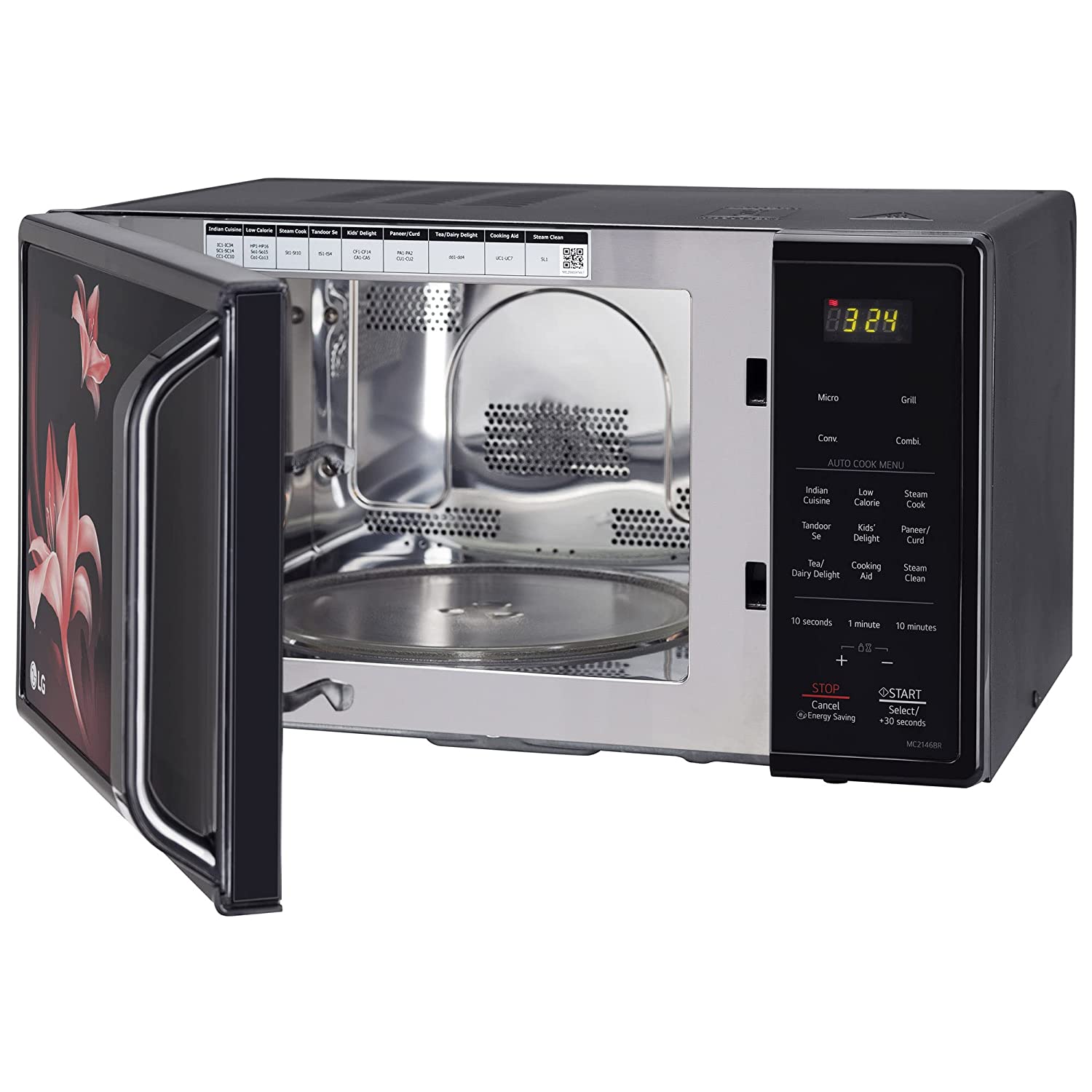LG MC2146BR 21L Convection Microwave Oven: Black Diet Fry Feature