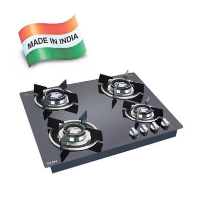 Glen 4 Burner Auto Ignition Built in Glass Hob 1064 RO HT DB