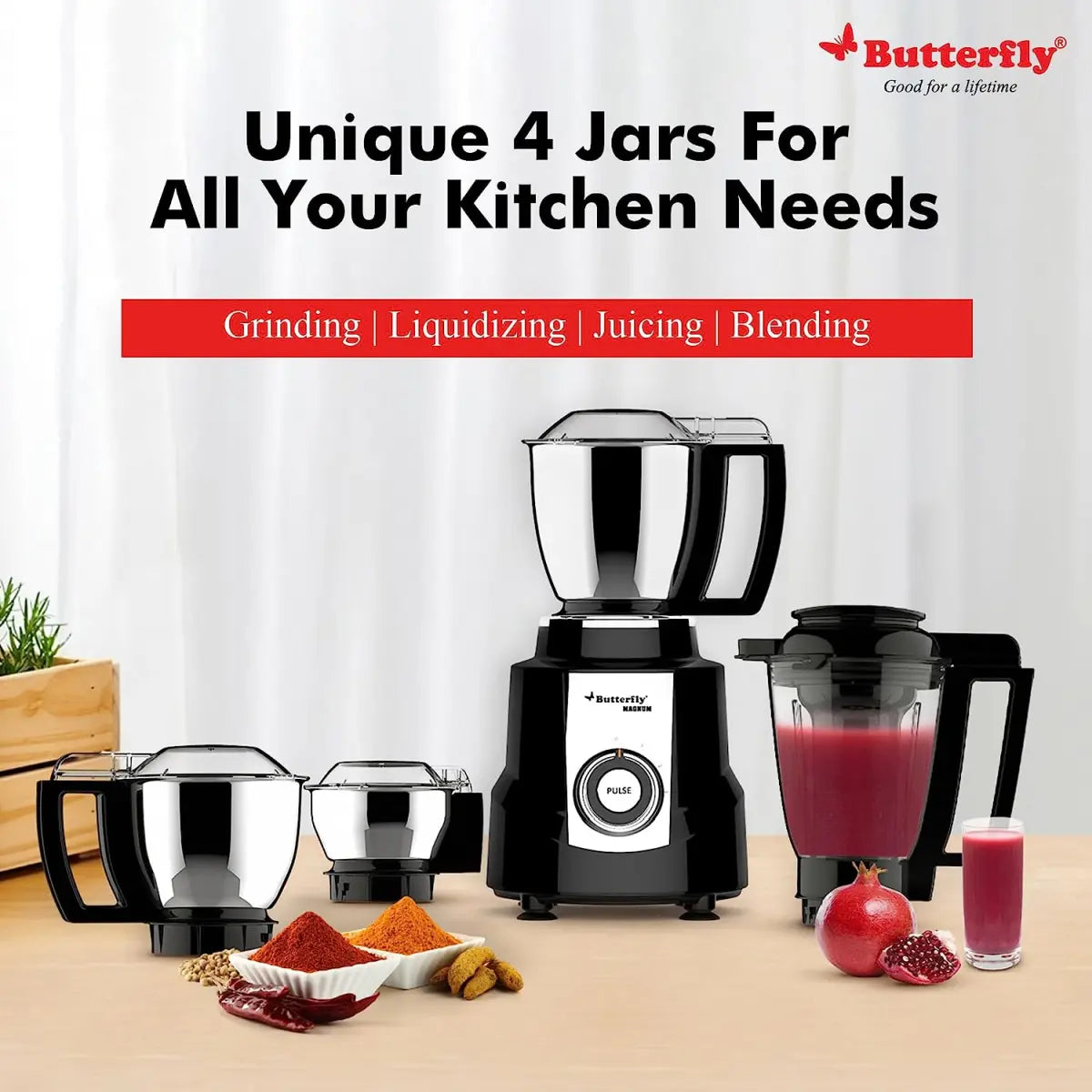 Butterfly Magnum 1.2 HP Mixer Grinder 4 Jar