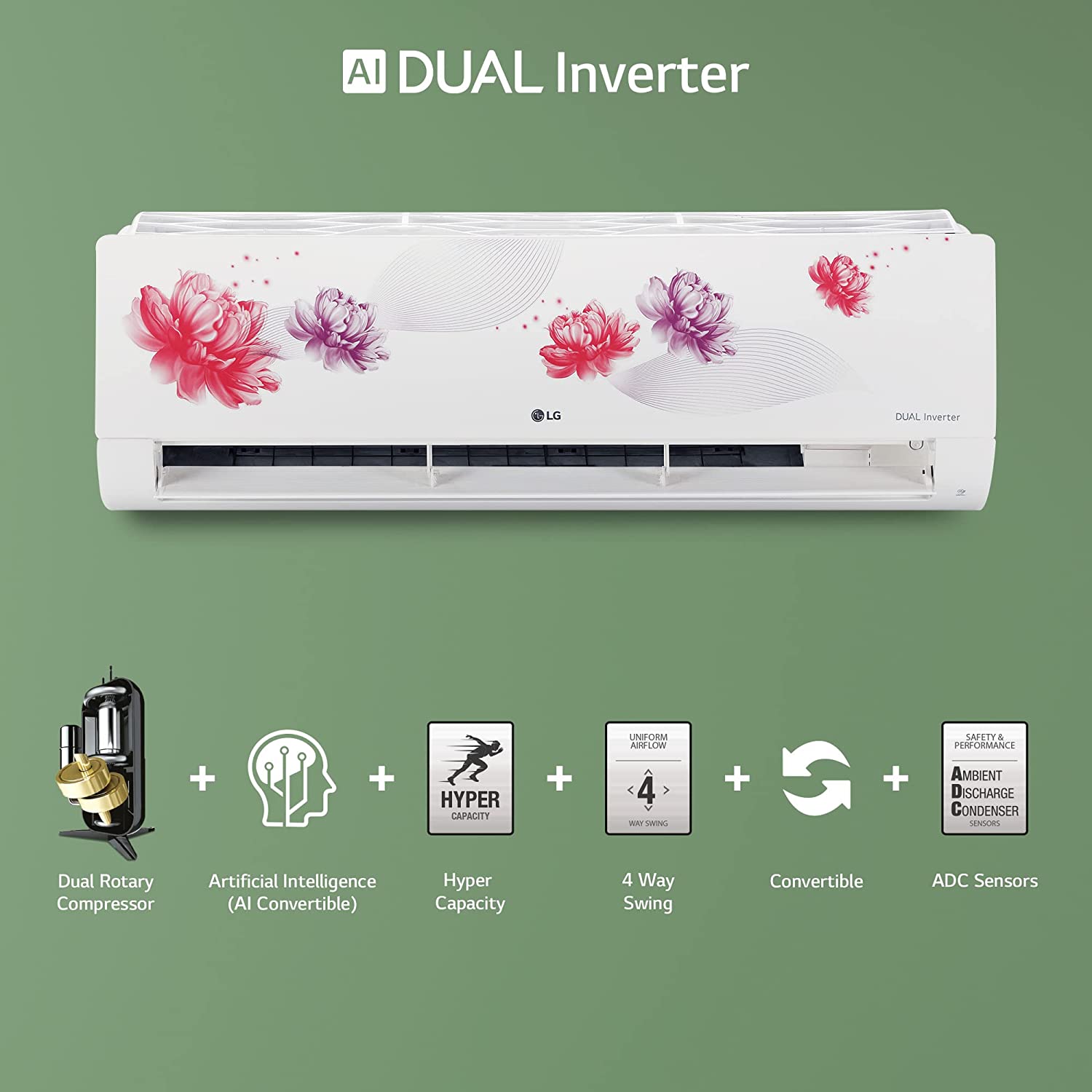LG ஸ்பிளிட் இன்வெர்ட்டர் AC PS-Q19FNZF 1.5-டன் வெள்ளை