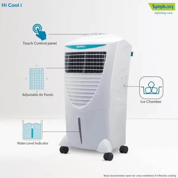 Symphony HiCool-i Modern Personal Room Air Cooler 31-litres, with Remote, Honeycomb Pad (White)