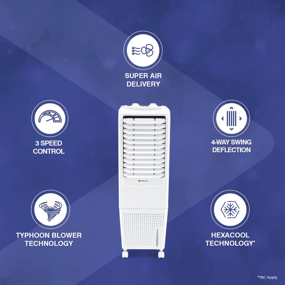 Bajaj TMH12 Tower Air Cooler - 12L White
