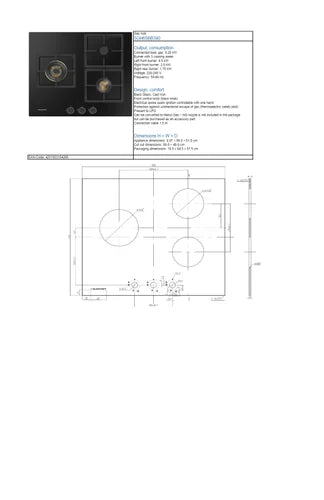 Blaupunkt 5GH 65BB390 Gas Hob: 220-240V, 50-60Hz, Spark Ignition, Controllable Design for Comfortable Electrical Consumption