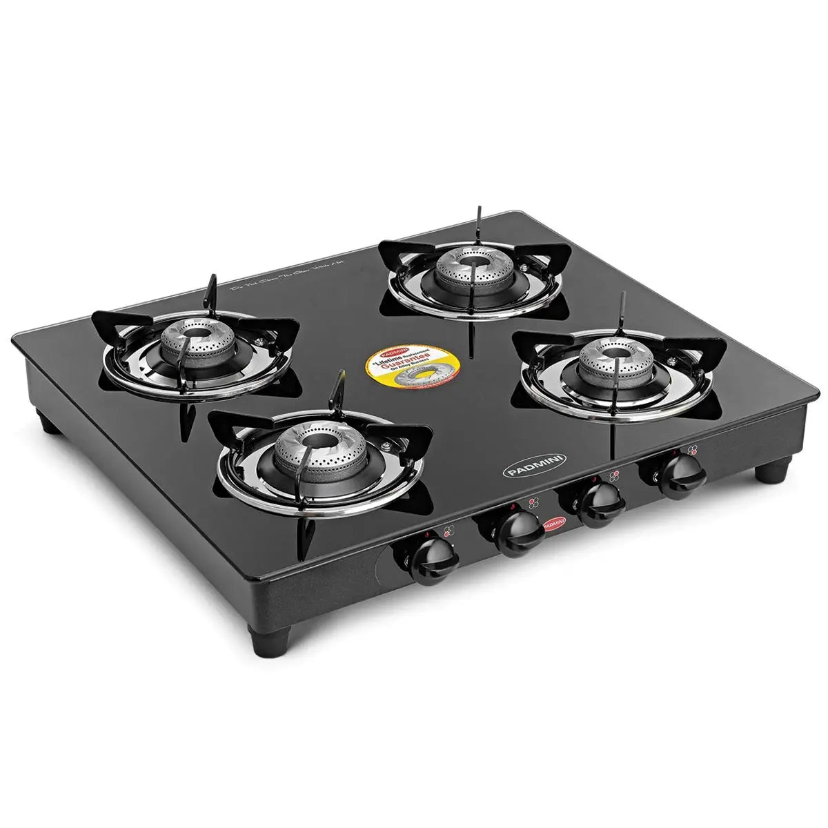 Padmini Four Burner Glass Top Gas Stove (CS-4GT Prima )-Black