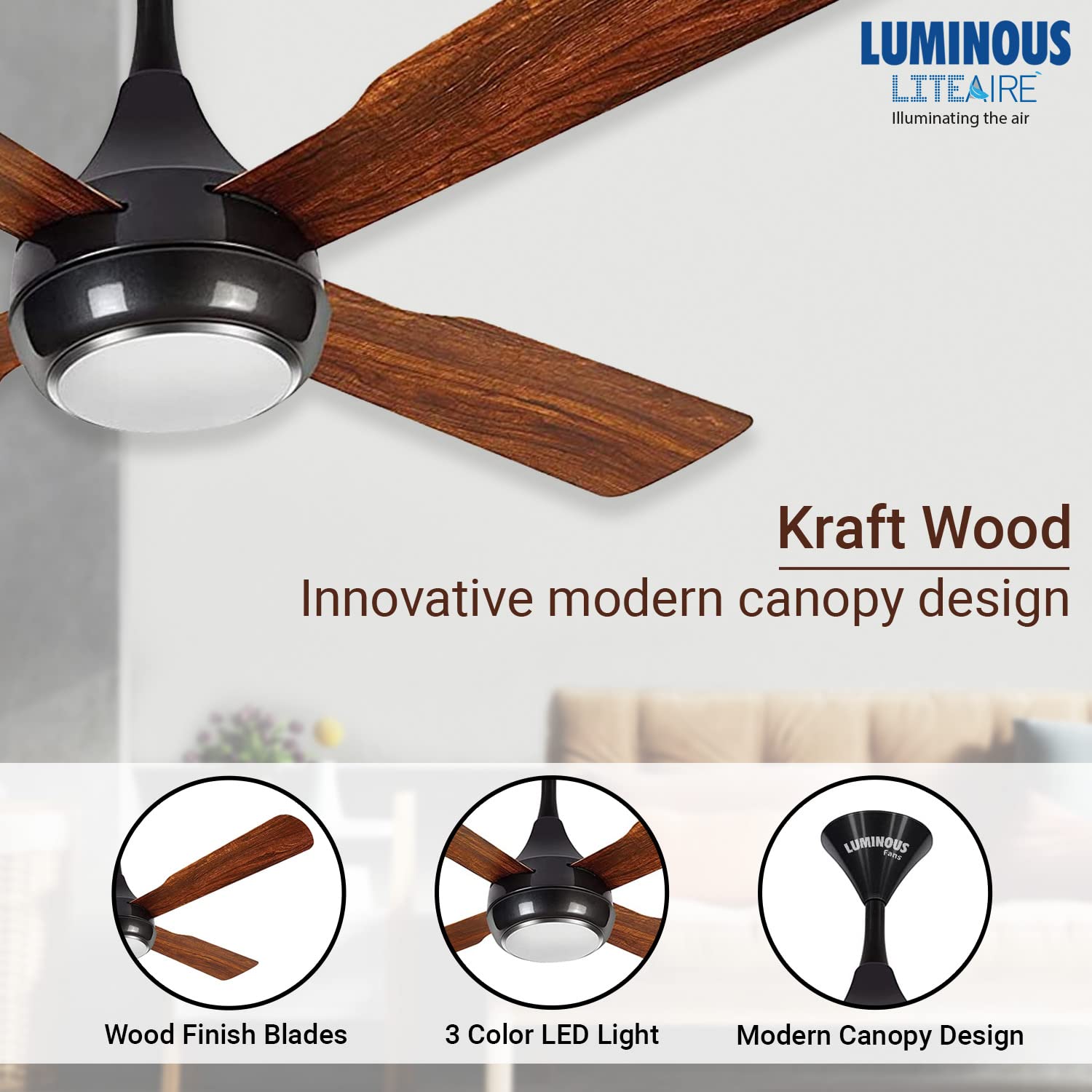 Luminous Aspiration Lite Air 1200mm Ceiling Fan (Multicolour)
