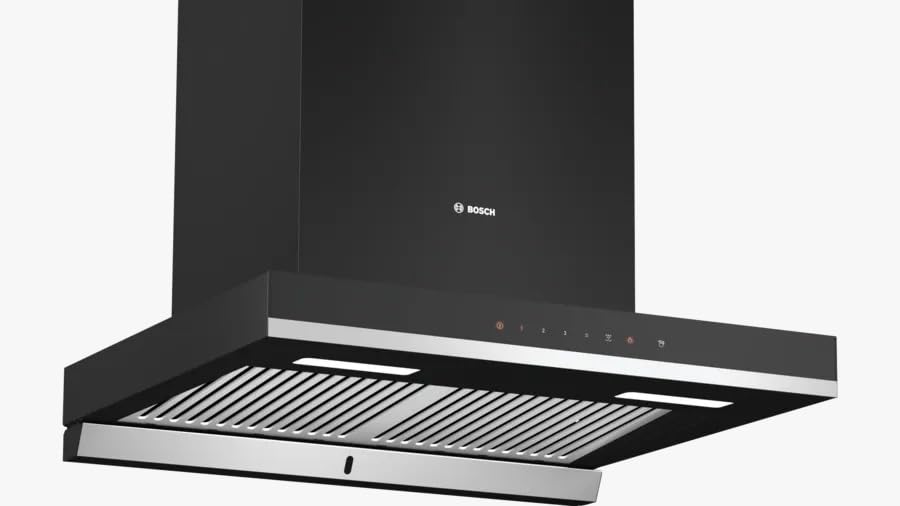 Bosch 60 cm Self Clean Technology glass Kitchen Chimney (HOOD DWBA68J60I, Oil collector Filter technology, Touch Control, Black) (DWBA68J60I)