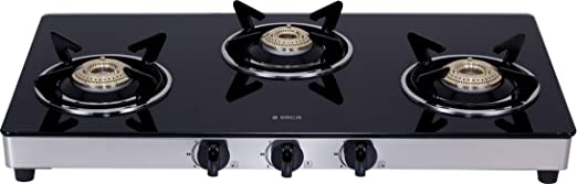 Elica Vetro Glass Top 3 Burner Gas Stove (703 CT VETRO SS)
