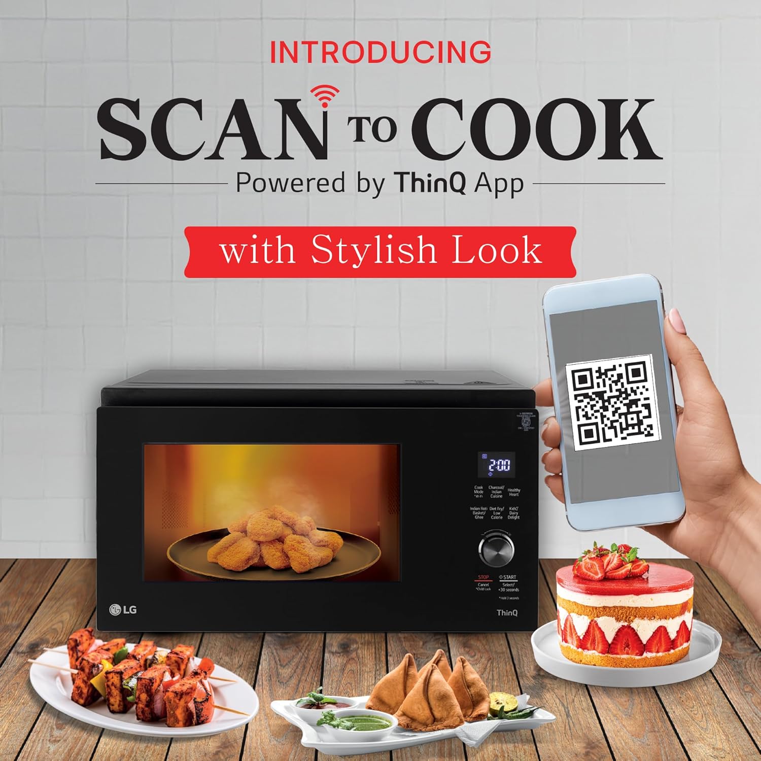 LG 32 L Scan to Cook Wi-Fi Enabled Charcoal Convection Healthy Microwave Oven MJEN326ULW