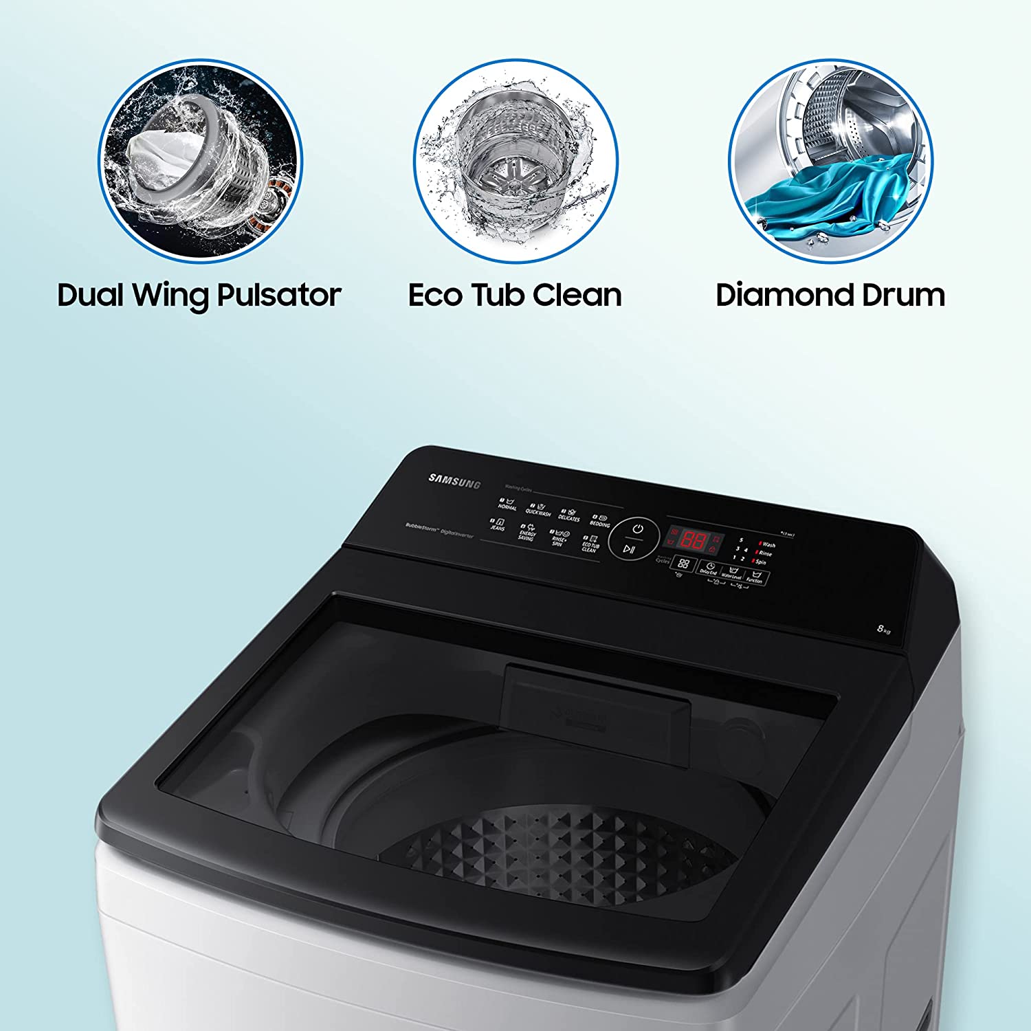 Samsung 8 Kg Inverter 5 Star Washing Machine WA80BG4441BG Light Gray