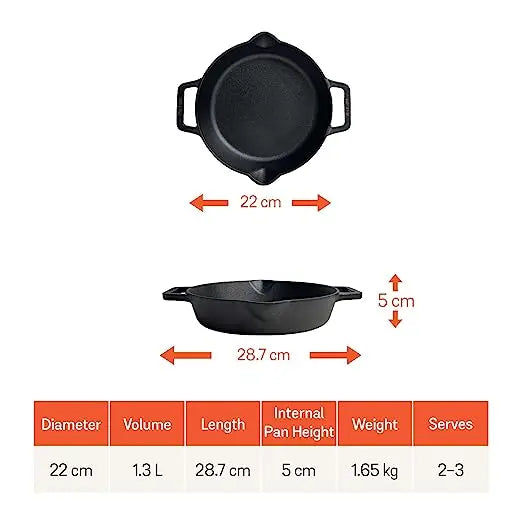 Meyer Cast Iron Skillet (All Cooktop and Induction Compatible) 48447 22cm Black