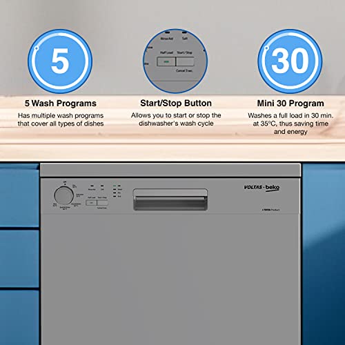 Voltas Beko 14 Place Settings Dishwasher (DF14S3, Silver)