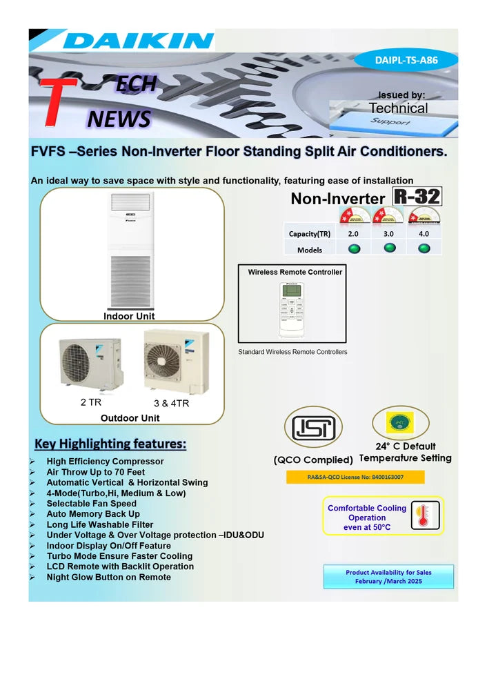 DAIKIN Non-Inverter Tower AC 2.0 TRFVFS24AV16 - Cooling Only