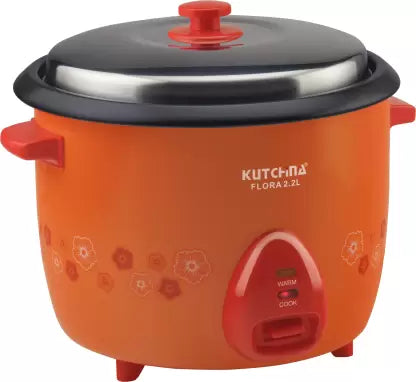 Kutchina Flora Rice Cooker 2.2L Non Stick Electric Rice Cooker with Steaming Feature Orange