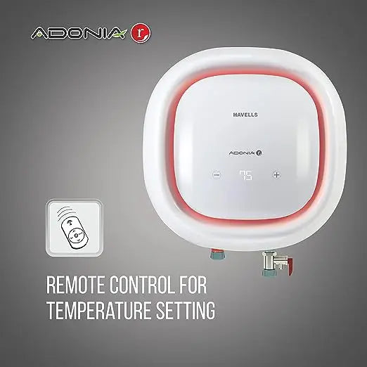 Havells Adonia R 25 Litre Vertical Storage Water Heater 5 Star With Remote Control (White), Wall Mounting