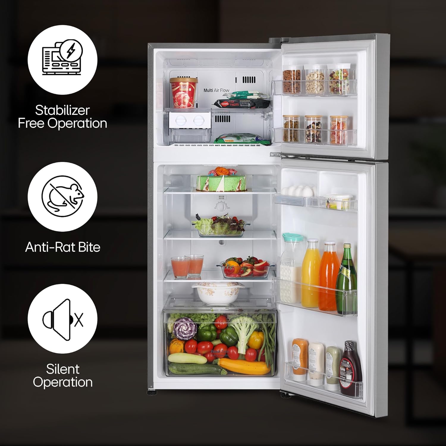 LG 242L 2 Star Smart Inverter Compressor Double Door Refrigerator (GL-N292DPZY, Shiny Steel) with Multi Air Flow and Frost-Free Technology