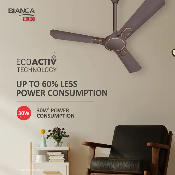Havells Bianca 1200mm Energy Saving with Remote Control 5 Star Decorative BLDC Ceiling Fan Espresso Brown