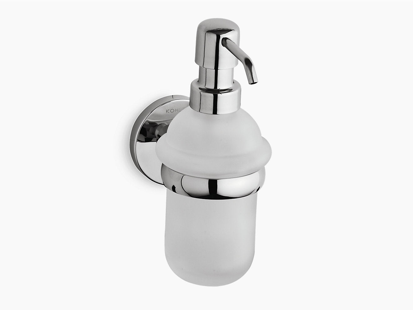kohler K-10712D-CP Soap dispenser and holder with frosted glass bottle in polished chrome