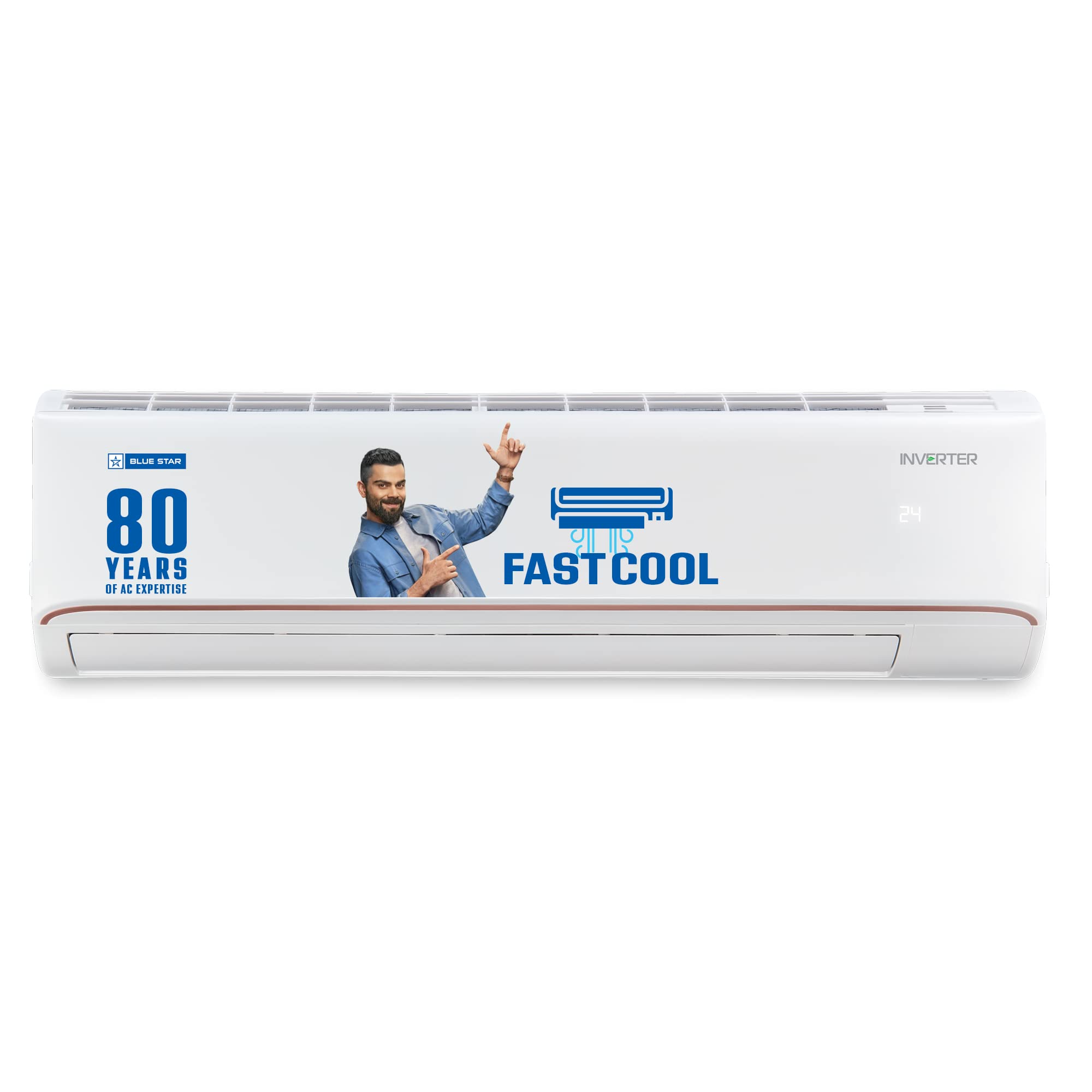 Blue Star 1 Ton 4 Star Convertible 4 in 1 Cooling Inverter Split AC (Copper, Multi Sensors, Stabalizer Free Operation, Dust Filters, Blue Fins, Self Diagnosis, Timer, 2023 Model, IA412FNU, Wh
