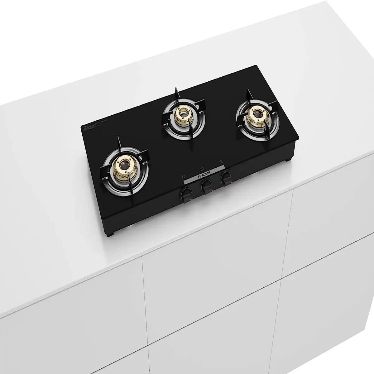 Bosch Series 4 Tabletop Black Glass Gas hob 80 cm 3 Burner (PNW1E6W10I) Manual Ignition