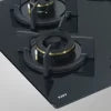 Kaff BZ 654 65CM Black Forged Brass Burners Electric Ignition Cast Iron Pan Supports 8mm Thickness Tempered Glass Built-In Hob