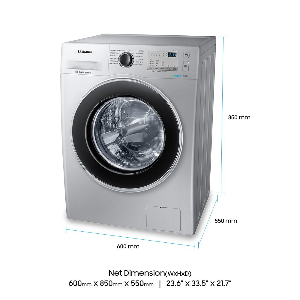 Samsung 8kg Fully-Automatic Front Load Washer (WW80J4213GS/TL)