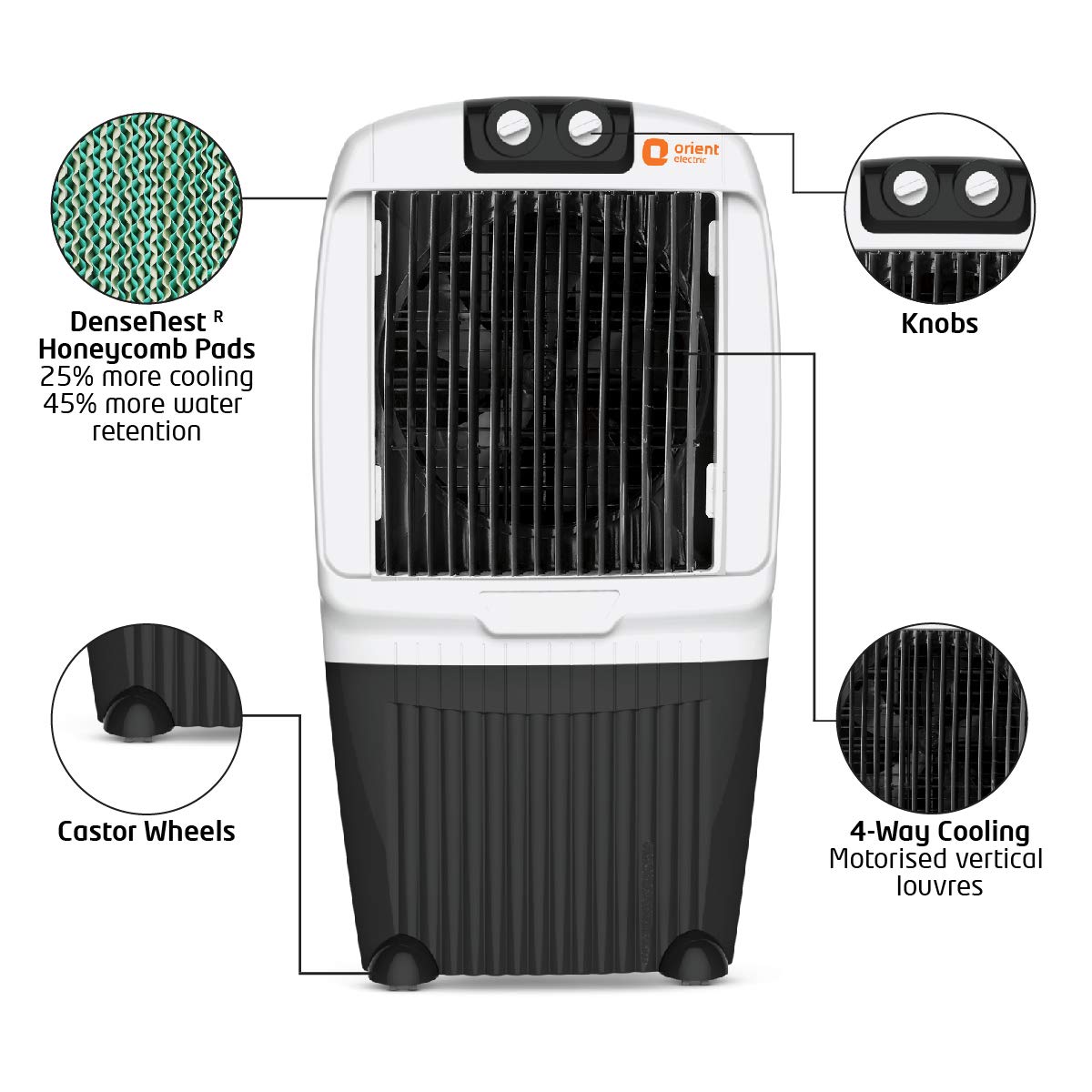 Orient Electric Ocean Air CD7001H 70-Litre Desert Air Cooler (Black/White)