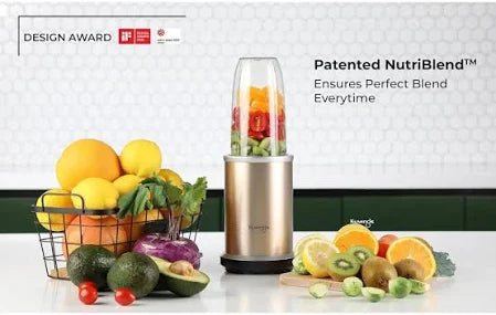 Kuvings Nutri Blender PRO Gunmetal Grey, Powerful 1000 Watts Motor, Mixer/Grinder/Smoothie Maker, Blender for Smoothies and Juices, Stainless Steel Body, 2 Blade Set: Wet & Dry