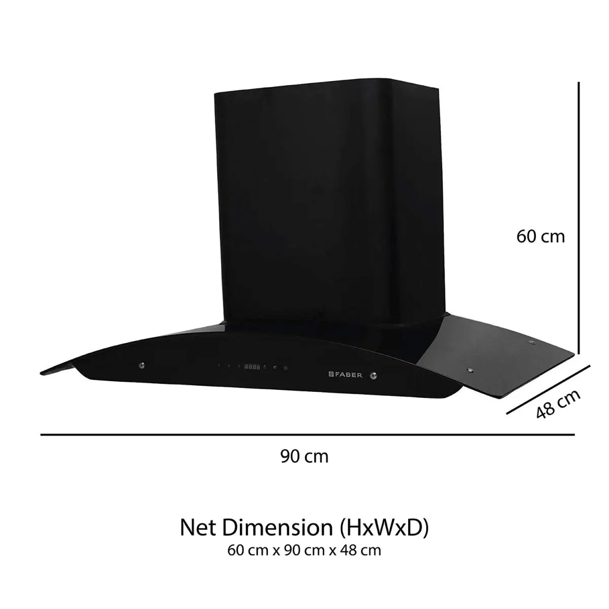 Faber 90 cm 1500 m3/h Chimney (Hood Primus Energy TC HC BK 90, Black)