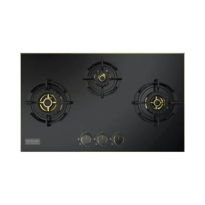 Hindware Ivana 75 cm 3 Brass Burner Hob Auto Ignition Black