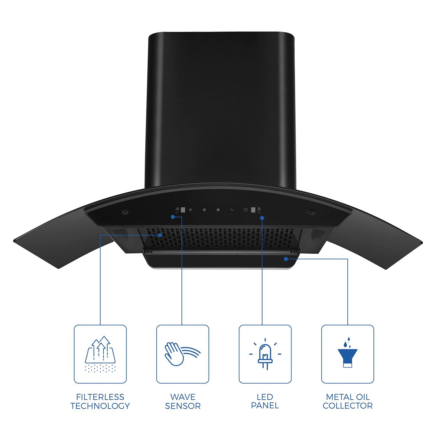 Kutchina Flora Dlx 90 a chimni for kitchen and a chimney with 90 cm autoclean technology with 1200 suction capacity & multi speed wave sensor technology best suited as kitchen chimney for home.