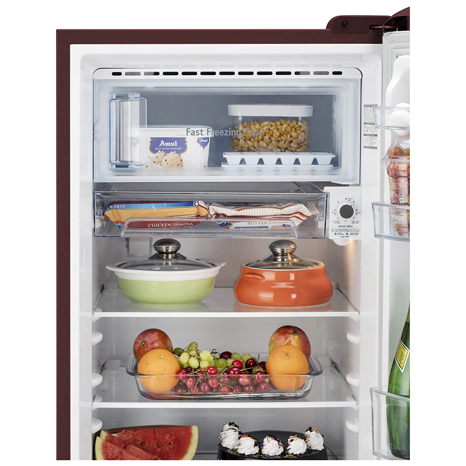 LG 201 L 5 Star Inverter Direct-Cool Single Door Refrigerator (GL-D211HSEZ, Scarlet Euphoria, Base stand with drawer, Gross Volume- 204 L)