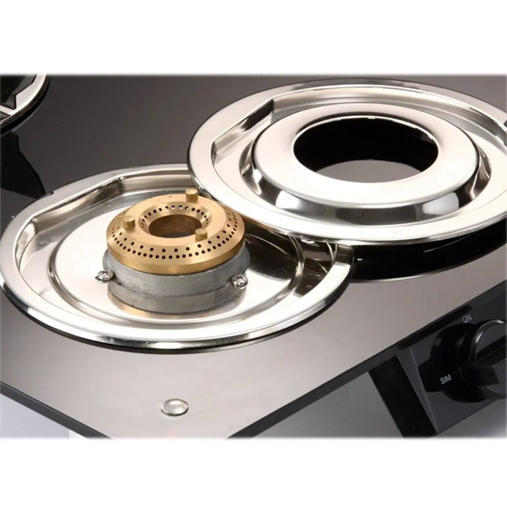 Butterfly Prism Glass 2 Burner Gas Stove, Black/Red