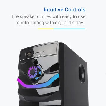 ZEBRONICS Zeb-Rainbow 50W Multimedia Speaker (Built-in FM Radio, 2.1 Channel, Black)