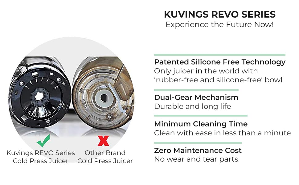 Kuvings REVO830 Red Cold Press Whole Slow Juicer with Auto-Cutting Auger - World's 1st Patented Juicing Technology