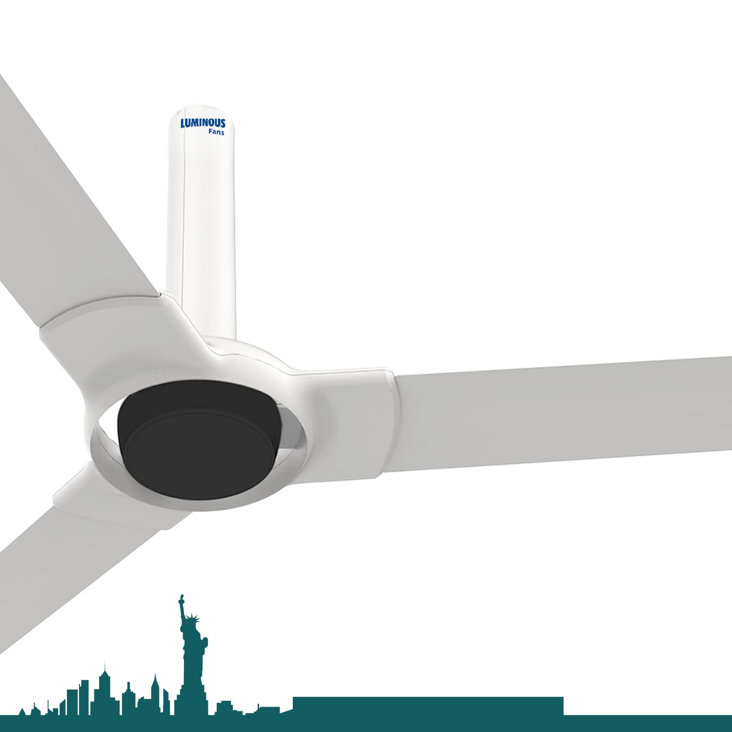 Luminous New York Tiffany 3 Blade Ceiling Fan With Remote Control and BLDC Motor, 1200mm- Alice White