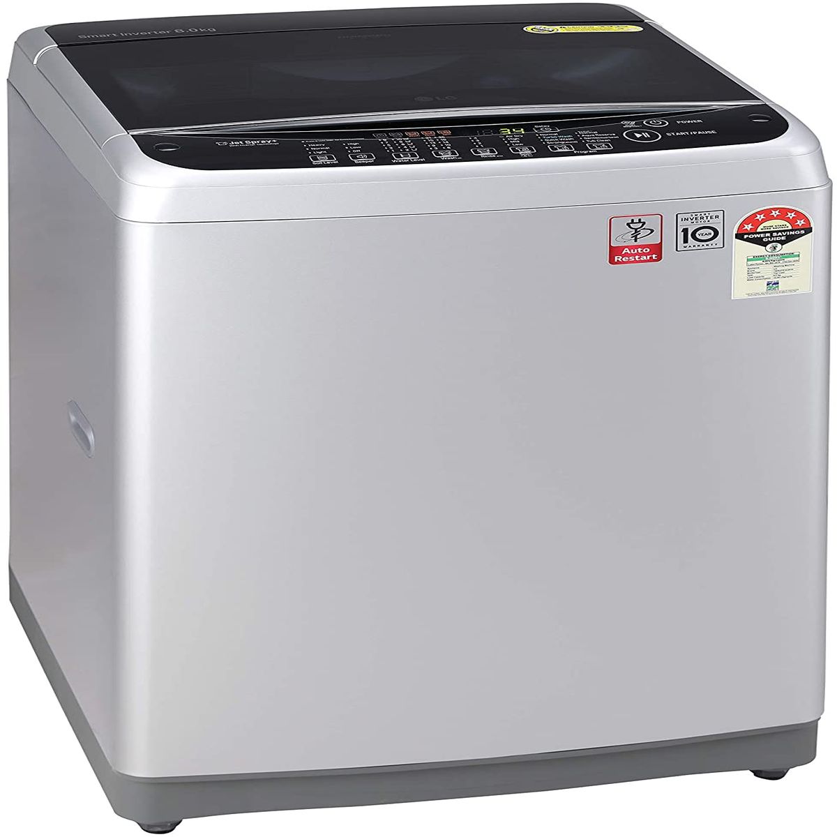 LG 8.0 Kg Inverter Fully-Automatic Top Loading Washing Machine (T80SJFS1Z, Free Silver)