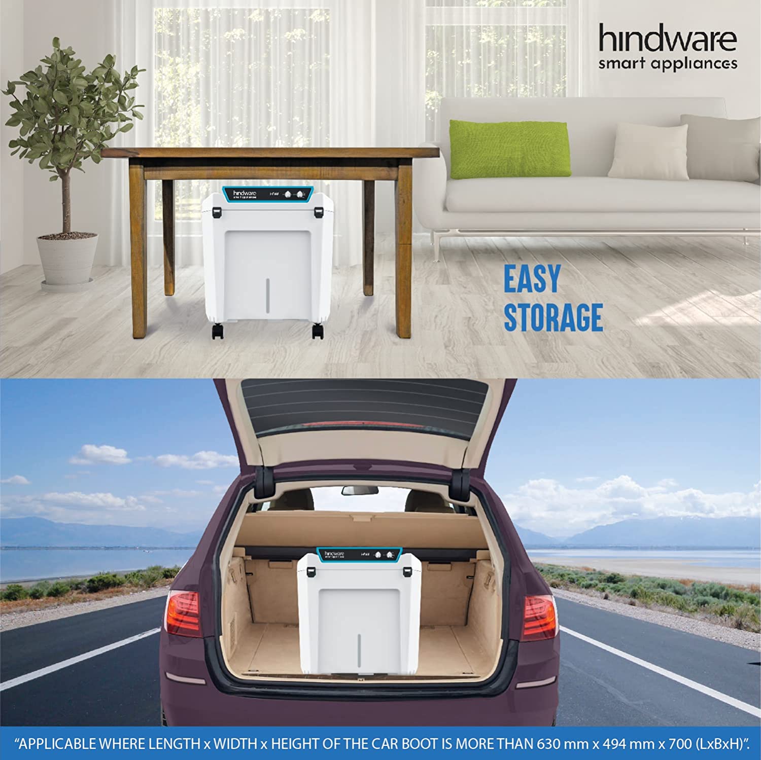 Hindware Snowcrest i-Fold 90L Foldable Desert Air Cooler White
