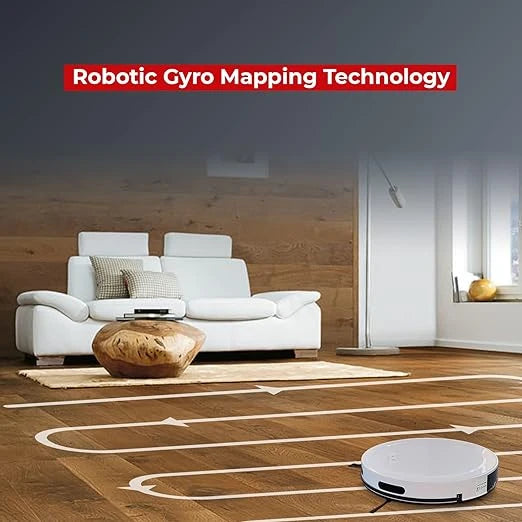 MILAGROW Seagull Agua Full Wet & Dry Robotic Vacuum Cleaner, 100ml Water Tank, 1500Pa Suction, Gyro Mapping, Self Charge, 3 Modes, APP & Remote (White)