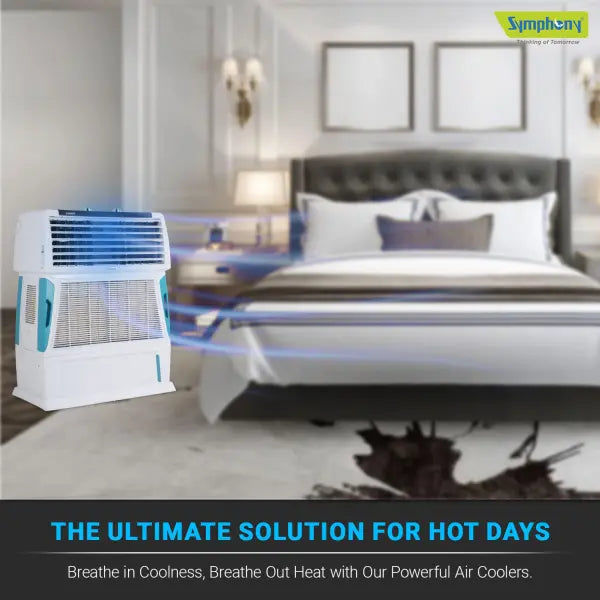 Symphony Touch 55 Personal Air Cooler with 4-Side Aspen Pads (55L, White)