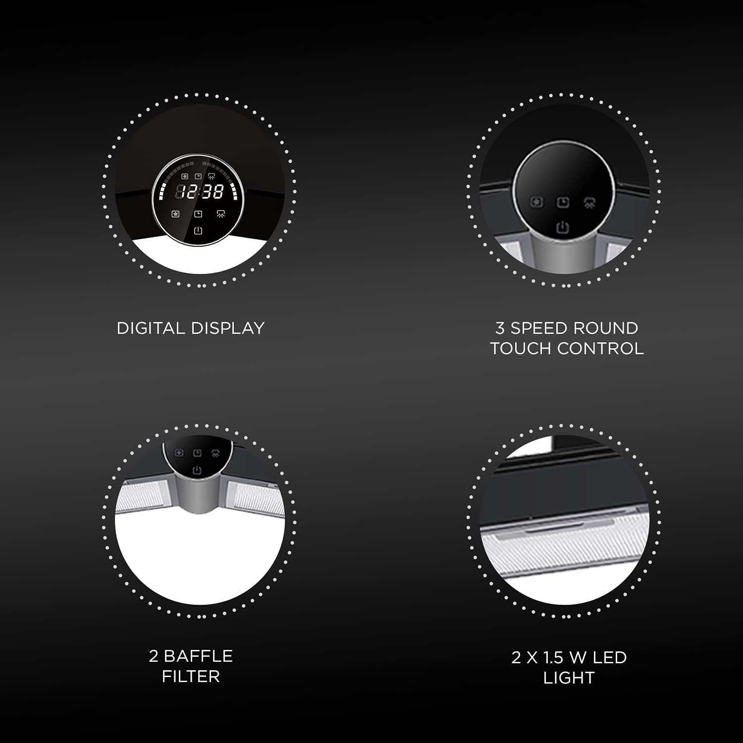 Carysil Wings 60 cm 1000 m3/hr Heat Auto Clean Chimney - Digital Display, Touch control, BF, BK, Oil Collector
