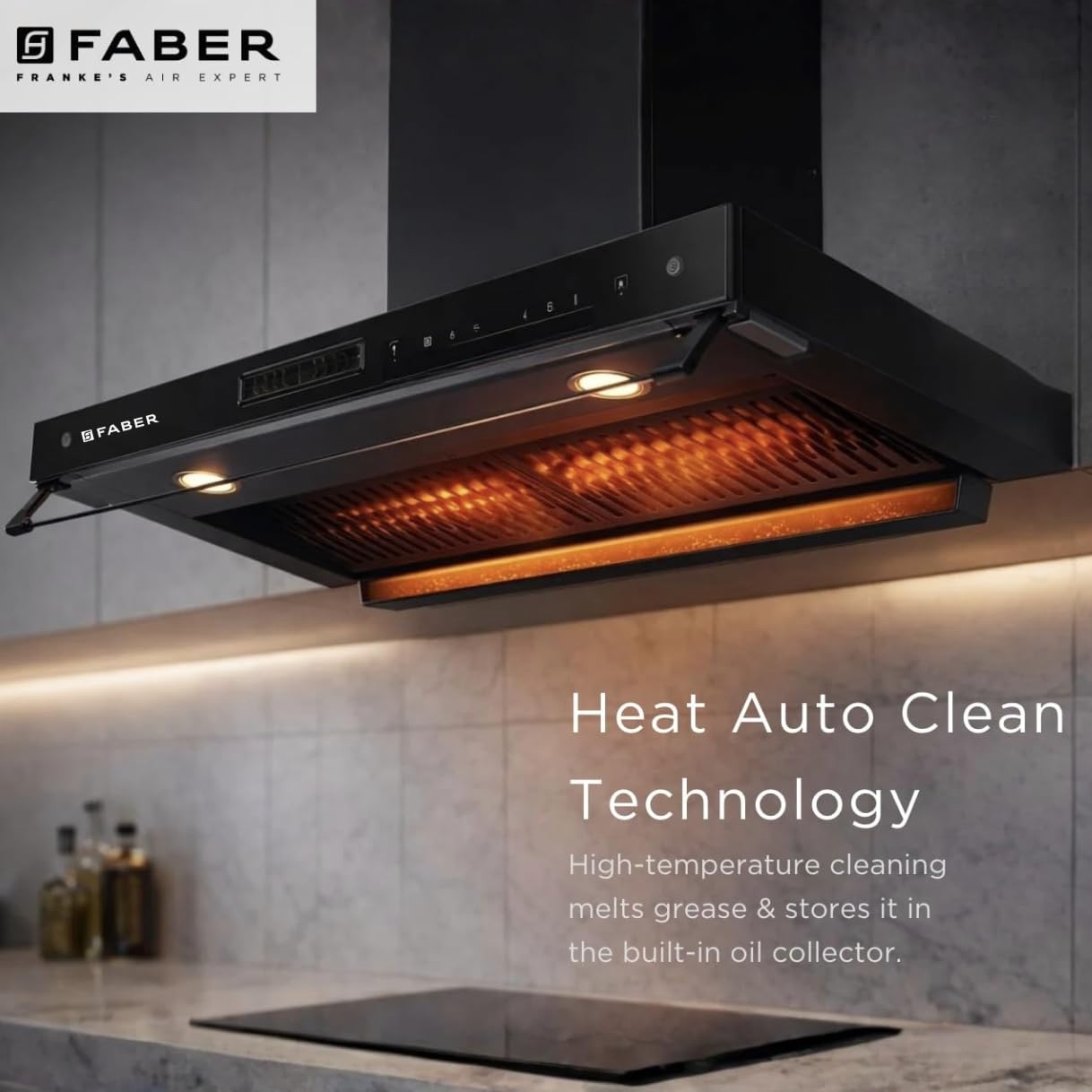 Faber 4in1 Hood Aero Smart 1400 m³/hr Filterless Autoclean 90cm Chimney|Air Purifier+Fan|Touch & Gesture Control |T-Shape  AeroSmart FL HC TC BK 90