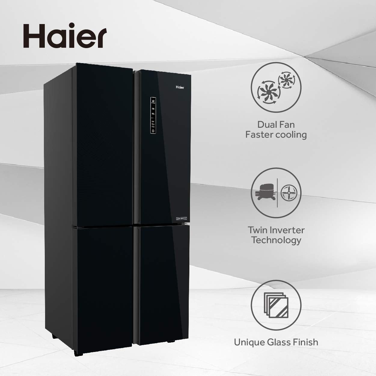 Haier 531 L Inverter Frost-Free Side-by-Side Refrigerator (HRB-550KG, Black,Convertible)