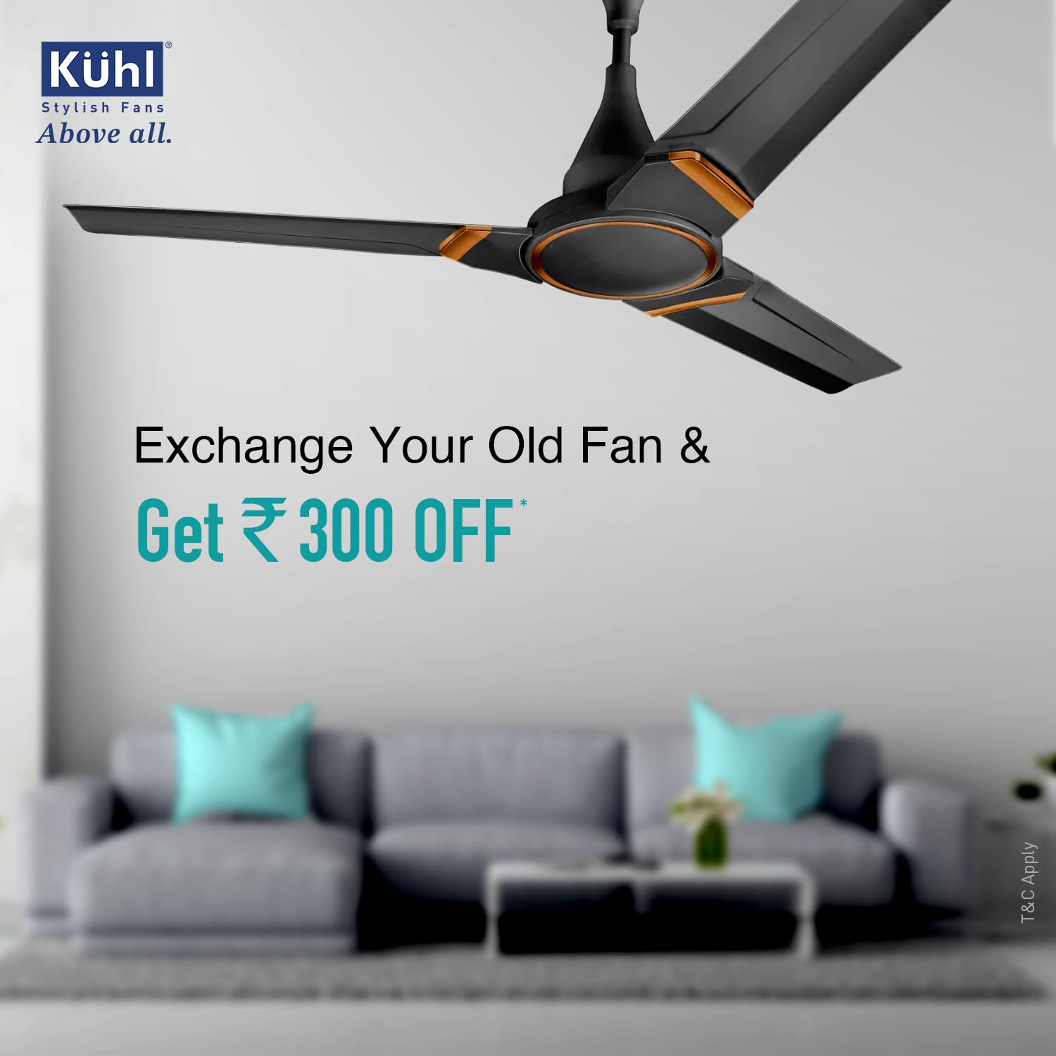 KUHL Prima A3 1200mm BLDC Ceiling Fan with Remote | INR 300 Off on Exchange | 5-Star Rated | High Airflow | Saves up to 65% Electricity | 5-Year Warranty | Black