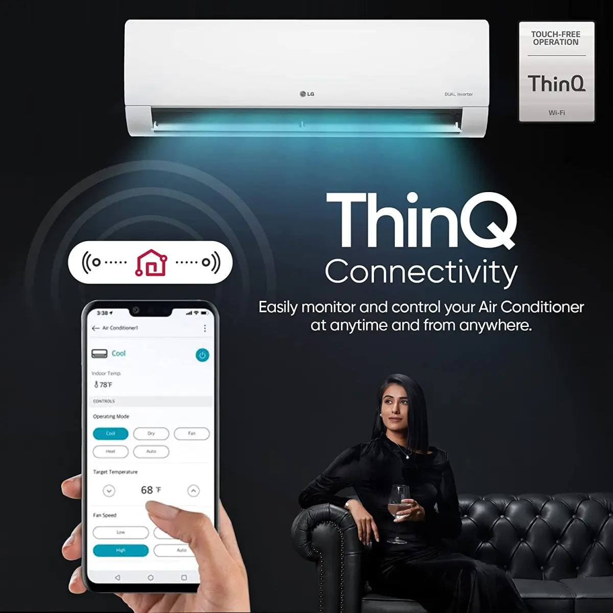 எல்ஜி ஸ்பிளிட் ஏசி 1.5 டன் 5 ஸ்டார் RS-Q19UWZE டூயல் இன்வெர்ட்டர் வைஃபை வெள்ளை