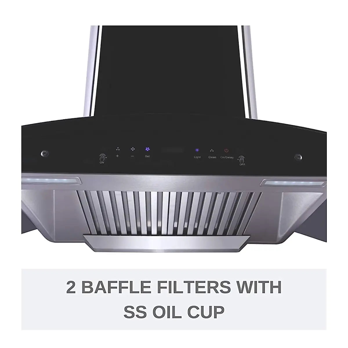 Alstorm Desire 90 cm 1300 m3/hr Auto Clean Chimney (Baffle Filters MS, Motion Sensor Control, Titanium Glossy Black)